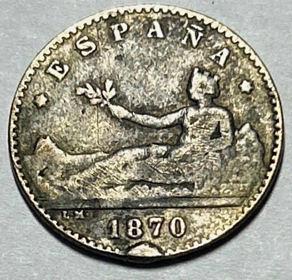 1870 (70) Spain 50 Céntimos SN-M, KM 651, Madrid Mint” silver Provisional Govt